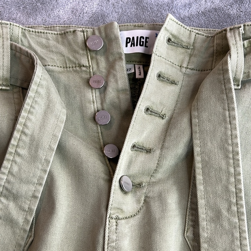 🎯NWOT Paige Mayslie Self Tie Jogger Green Size 27 - Picture 6 of 16